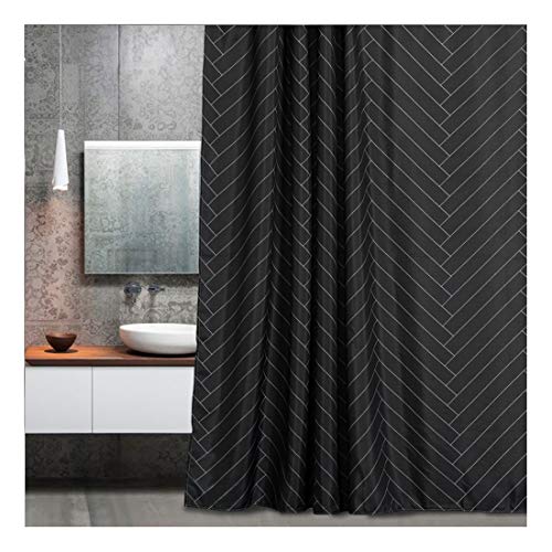 Book Cover AIMJERRY Black Waterproof Fabric Shower Curtain Polyester Striped 72
