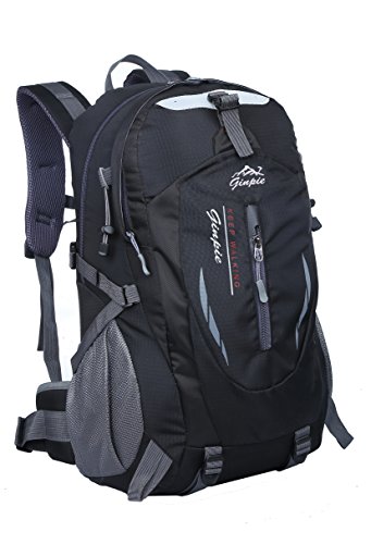 GINPIE Outdoor Waterproof Water Repellent Sports Backpack Travel Backpack Hiking Backpack for Men and Women. (Black)