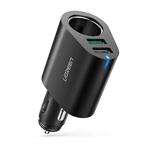 UGREEN Car Charger Adapter 60W Cigarette Lighter Socket Splitter 12V 24V 30W Dual USB Quick Charge 3.0 3A and 2.4A USB Compatible for iPhone SE 12 11 Pro XS Max XR X 8 iPad Samsung Galaxy S21 S20 S10