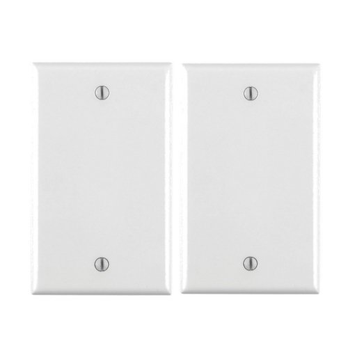 Leviton 80714-W 1-Gang No Device Blank Wallplate, Standard Size, Thermoplastic Nylon, Box Mount, White (2 Pack)