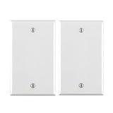 Leviton 1-Gang No Device Blank Wallplate, Standard Size, Thermoplastic Nylon, Box Mount, 80714-W, White, (Pack of 2)