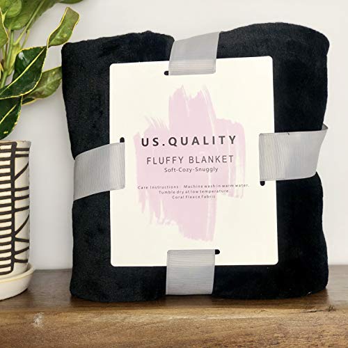 Book Cover US Quality Lightweight Super Soft & Cozy Fleece Blanket – Premium Throw for Beds, Travel, Home Decor and Pets – 40x60 Inches All Season Anti-Pill Blanket (Black)