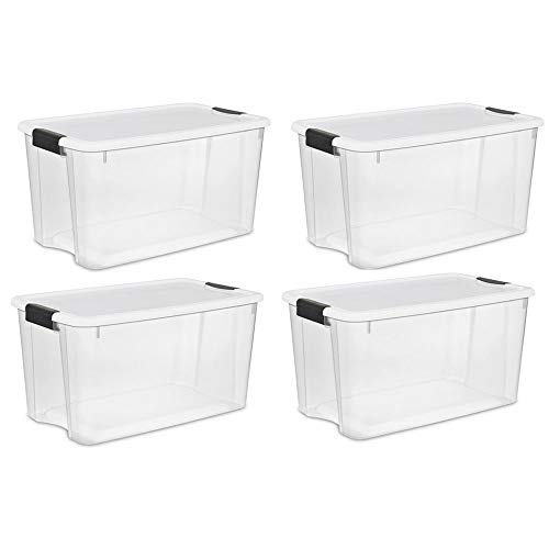 STERILITE 70-Quart Clear Storage Container Box Tote (4 Pack)