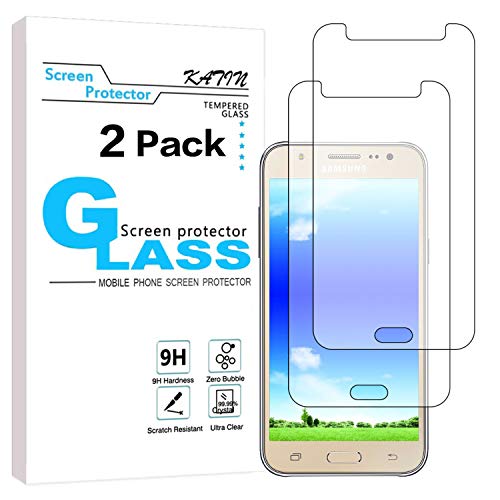 KATIN Galaxy J7 2016 Screen Protector - [2-Pack] (Japan Tempered Glass) For Samsung Galaxy J7 2016 Bubble free, Easy to Install with Lifetime Replacement Warranty