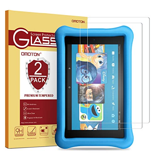 [2 Pack] OMOTON Tempered Glass Screen Protector for Fire HD 8 / Fire HD 8 Kids Edition Screen Protector (2018/2017 Release)