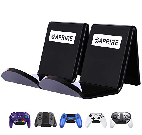 OAPRIRE Universal Controller Holder Wall Mount 2 Pack, Acrylic Controller Stand Gaming Accessories with Cable Clips, Build Your Game Fortresses (Black)