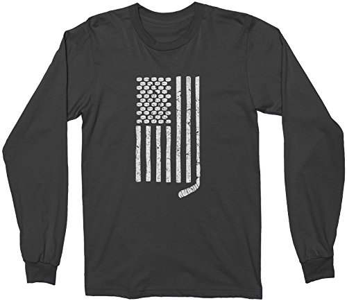 Mixtbrand Big Boys' Hockey Pucks and Stick American Flag Youth Long Sleeve T-Shirt