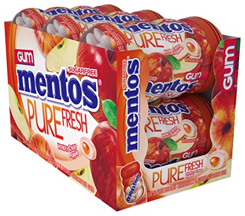 Mentos Pure Fresh Sugar-Free Chewing Gum with Xylitol, Honeycrisp Apple, Halloween Candy, Bulk, 50 Piece Bottle (Pack of 6)