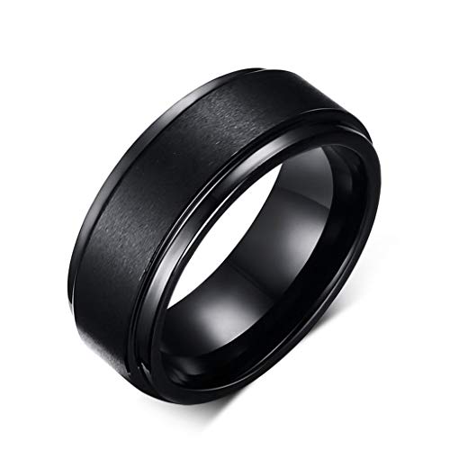 8MM Black High Polish/Matte Finish Men's Tungsten Ring Wedding Band 7-12 (10)