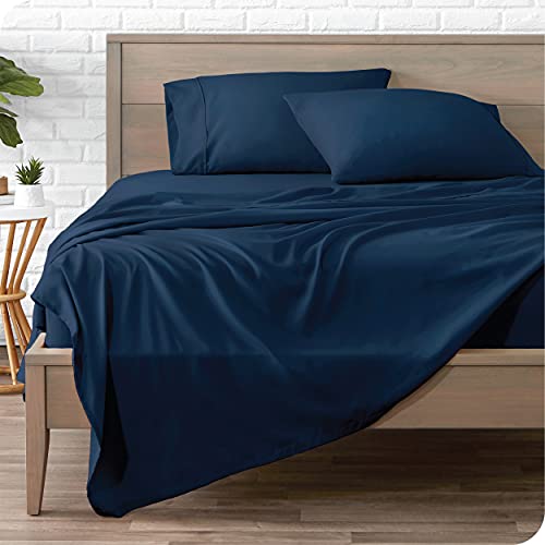 Bare Home Split King Sheet Set - 1800 Ultra-Soft Microfiber Split King Bed Sheets - Double Brushed - Split King Sheets Set - Deep Pocket - Bedding Sheets & Pillowcases (Split King, Dark Blue)
