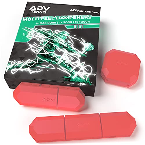 ADV Tennis Dampener with Custom Feel, 3 Pack, Racket Shock Absorber to Reduce Vibration and Stay on The Racket, Engineered Poly-Silicone Tennis Racket Dampener