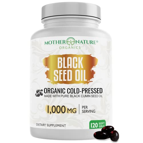 Black Seed Oil Capsules - 120 Count (Organic, Non-GMO Liquid) Premium Cold Pressed Black Cumin Seed Oil - 500mg Each, 1000mg Per Serving w/Omega 3,6, 9