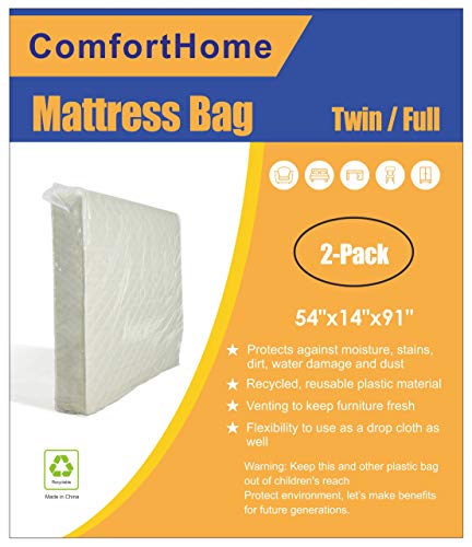 Book Cover ComfortHome 2 Pack Mattress Bag for Moving and Storage, Twin/Full Size