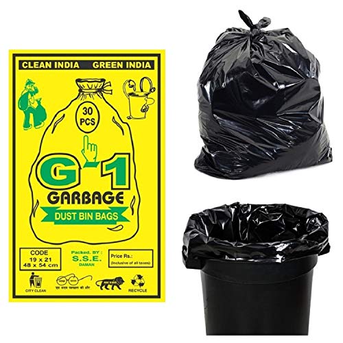 Book Cover G 1 Garbage Disposable Bags, 4 Packs of 30 Pcs - 120 Bags, Medium (19 X 21 Inch), Black