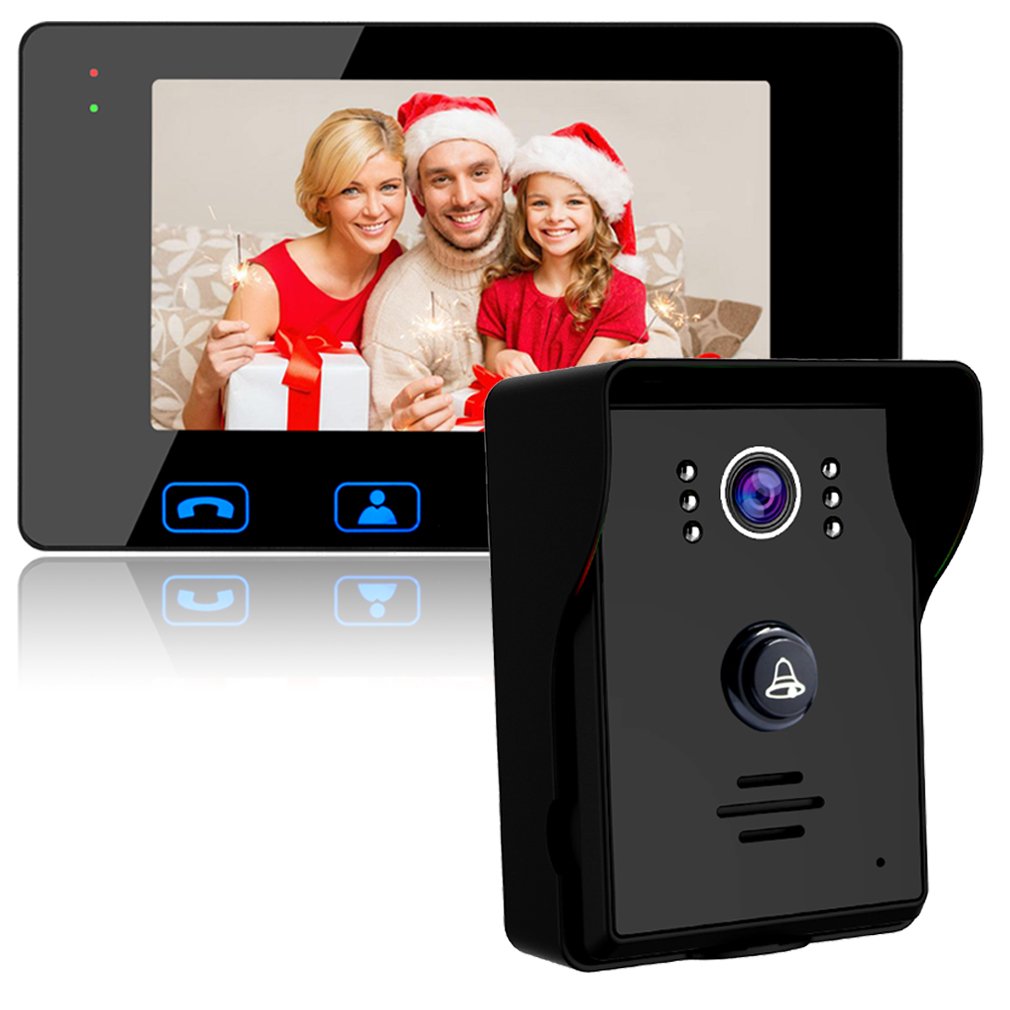 ANBOSON Video Door Phone Doorbell Wires Video Intercom Monitor 7" Wired Door Bell Home Security System with Night Vision and Push Button HD Camera