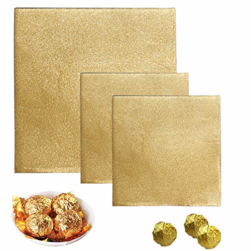 SENHAI 300 Pcs Aluminium Foil Candy Wrappers, DIY Package Candy Paper for Chocolate Packaging -200pcs 4 × 4 Inch, 100pcs 6 × 6 Inch