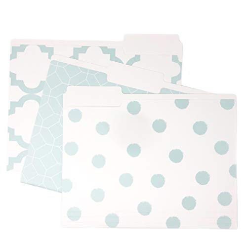 Set of 9 Designer File Folders with a Smooth Matte Finish, 9.5 x 11.75 inches by Kahootie Co. (Teal Assorted)