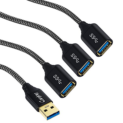 USB 3.0 Extension Cable, Canjoy 3 Pack 6Ft USB 3.0 to USB Extension Cable Braided USB 3.0 Extender Cord A Male to A Female Repeater Cord Compatible with Playstation,Xbox,Keyboard,Printer,Scanner-Grey