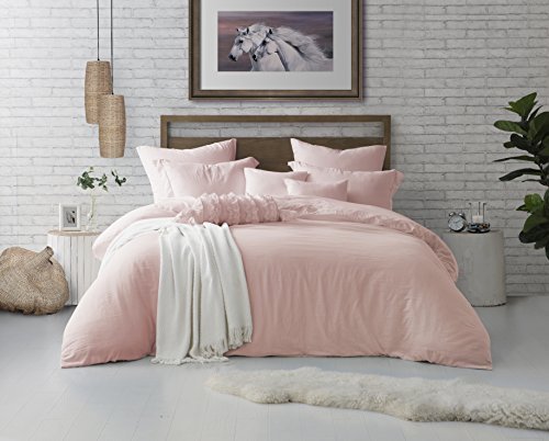 Swift Home Microfiber Washed Duvet Cover & Sham Bedding Set, Ultra-Soft, Lightweight & Durable, with Corner Ties & Hidden Zipper â€“ Rose Blush, Full/Queen (Comforter Not Included)