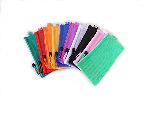 Book Cover SHADIAO A6 30pcs 9 x 4-1/2 inches Waterproof Plastic Double Layer Zipper File Bags Invoice pouches Bill Bag Pencil Pouch Pen Bag (Random Color)
