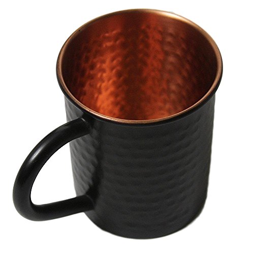 Black Hammered Moscow Mule Drink Mug - 100% Pure Heavy Gauge 16 Ounce Moscow Mule Mug