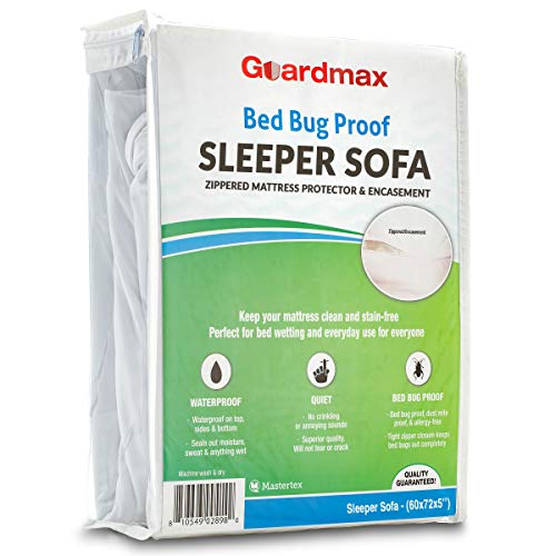 Guardmax Sleeper Sofa Mattress Protector Cover Zippered | 100% Waterproof Bed Bug Encasement | Soft, Hypoallergenic and Breathable | Sofa Bed Mattress Cover (60x72x5)