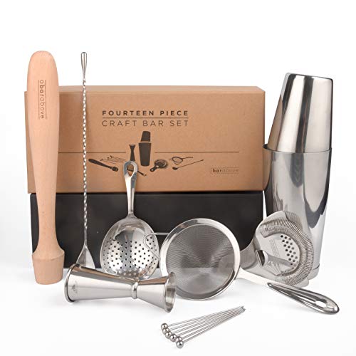 Premium Bar Set for Craft Cocktails at Home Bars and Professional Bartenders | Complete Stainless Steel Barware & Cocktail Shaker Set