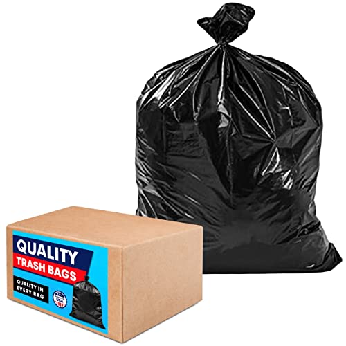 44-45 Gallon Trash Bags, (Value 100 Bags w/Ties) Extra Large Trash Bags 45 Gallon - 44 Gallon - 39 Gallon - 40 Gallon - 42 Gallon - Large Black Garbage Bags Heavy Duty