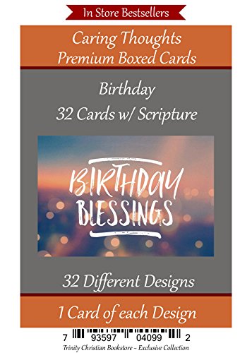 Birthday (No Repeated Cards) 32 Design Christian / Religious Greeting Card Assortment ~ Scripture in every card