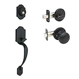 Copper Creek HZ2610XCK-BC Soft Contemporary Front Door Handle Set with Colonial Knob Trim, Black