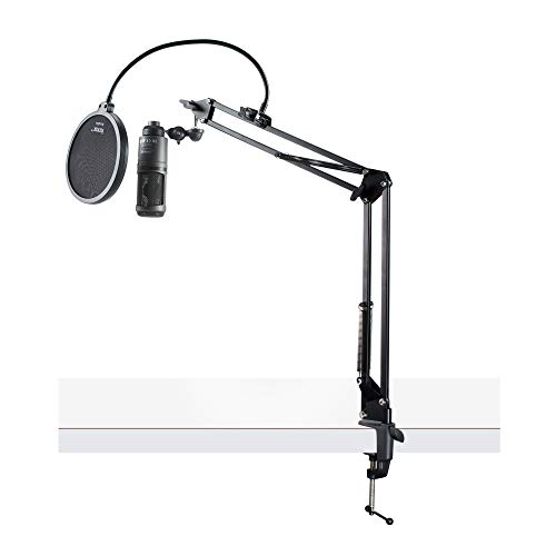 Audio-Technica AT2020USB+ Cardioid Condenser USB Microphone Bundle with Boom Arm Stand and Pop Filter (3 Items)