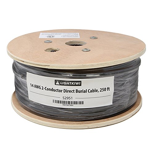 Lightkiwi S2951 14AWG 2-Conductor 14/2 Direct Burial Wire for Low Voltage Landscape Lighting, 250ft