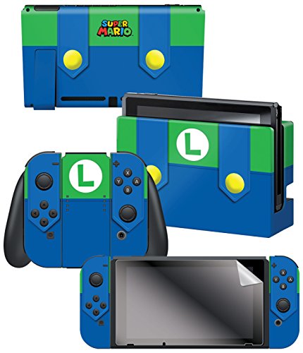 Controller Gear Nintendo Switch Skin & Screen Protector Set, Officially Licensed By Nintendo - Super Mario Evergreen "Luigi's Outfit" - Nintendo Switch