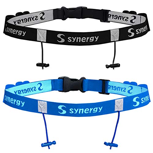 Synergy Running/Triathlon Race Day Number Belt 2-Pack (Black/Blue 25 2-Pack)