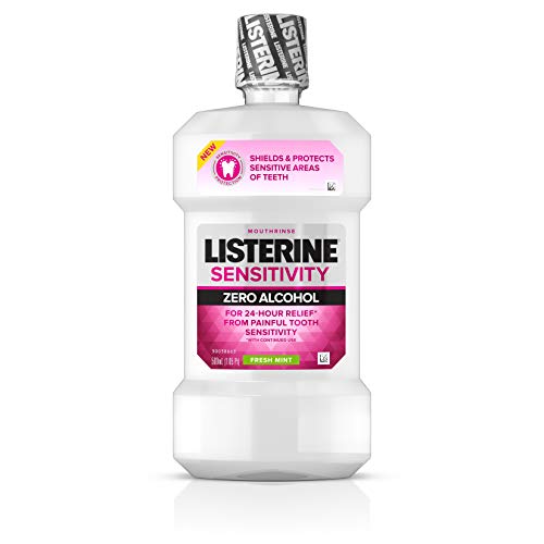 Listerine Sensitivity Mouthwash, 24-HR Tooth Sensitivity Relief & Protection, Alcohol-Free Formula in Fresh Mint Flavor, 500 mL