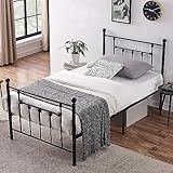 Twin Size Bed Frame, VECELO Metal Platform Mattress Foundation / Box Spring Replacement with Headboard Victorian Style