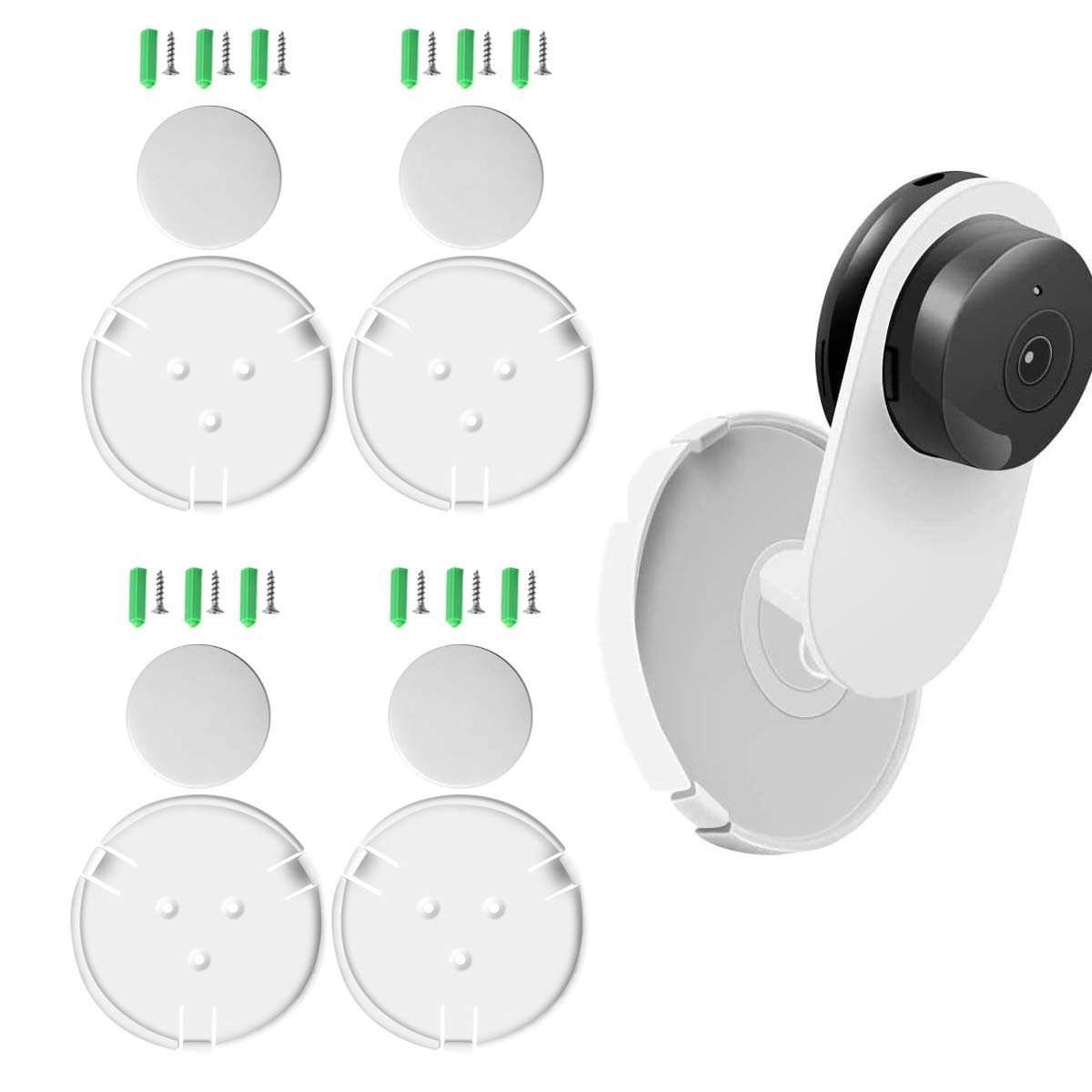 Book Cover Aboom (Pack of 4) Wall Mount for Yi Home Camera 1080p, No Drilling, No Tools Install, Damage-Free Bracket for YI Kami Home Camera (Not Included Camera)