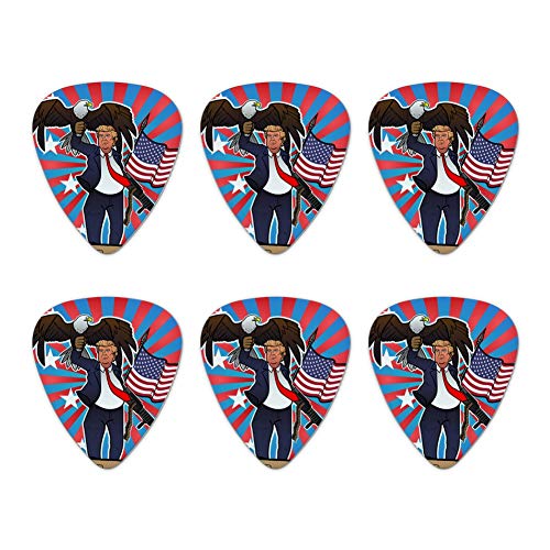 Patriotic Donald Trump with Eagle American Flag Gun Novelty Guitar Picks Medium Gauge - Set of 6