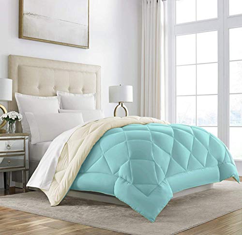 Book Cover Sleep Restoration King Size Comforter for Bed - Down Alternative, Heavy, All-Season Luxury, Hotel Bedding, Oversized Reversible Comforters, Aqua/Ivory