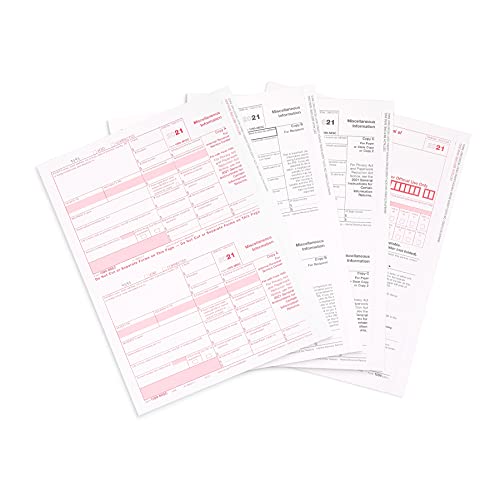 1099 MISC Forms 2021, 5 Part Tax Forms Bundle, 100 Vendor Kit of Laser Forms Designed for QuickBooks and Accounting Software