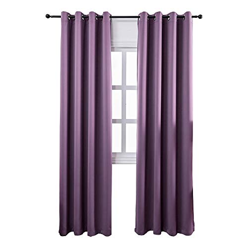 Book Cover MANGATA CASA Bedroom Blackout Curtains Grommets 2 Panels,Thermal Window Curtain Drapes for Living Room Darking Drapes (Purple,52x84inch)