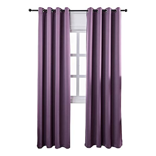 MANGATA CASA Bedroom Blackout Curtains Grommets 2 Panels,Thermal Window Curtain Drapes for Living Room Darking Drapes (Purple,52x84inch)