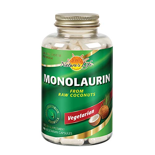 Nature's Life Monolaurin Capsules, 990 mg | Vegetarian | Support for Healthy Immune Function & Digestion | Derived from Raw Coconuts | Optimal Wellness Benefits | 180 ct