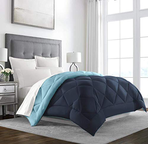 Book Cover Sleep Restoration Down Alternative Comforter - Reversible - All-Season Hotel Quality Luxury Hypoallergenic Comforter - King/Cal King - Navy/Sky Blue