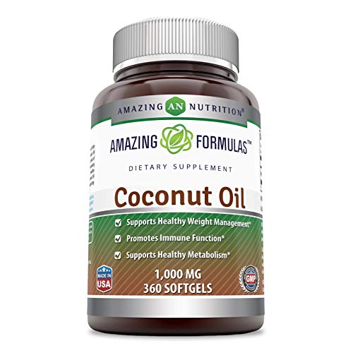 Amazing Formulas Coconut Oil 1000 Mg, Softgels (Non-GMO,Gluten Free) - Promotes Immune Function - Supports Healthy Metabolism (360 Count)