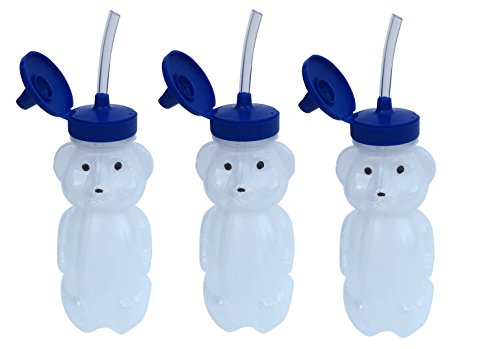 Bear Essentials Speech Therapy and Straw Training Honey Bear Cup with Straw 3-Pack