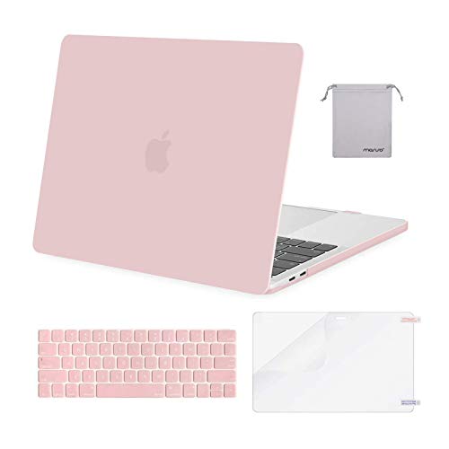 Book Cover MOSISO Compatible with MacBook Pro 13 inch Case 2016-2020 Release A2338 M1 A2289 A2251 A2159 A1989 A1706 A1708, Plastic Hard Shell Case&Keyboard Cover Skin&Screen Protector&Storage Bag, Rose Quartz