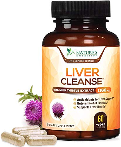 Gentle Liver Cleanse & Detox with Milk Thistle (Silybum) - Dandelion Root - Artichoke to Naturally Support Liver Health for Men and Women, 22 Herb Supplement - 60 Capsules