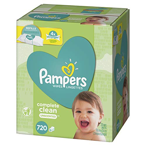 Baby Wipes, Pampers Baby Diaper Wipes, Complete Clean Unscented, 10 Refill Packs for Dispenser Tub, 720 Total Wipes