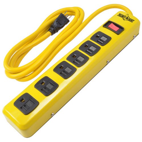 Woods 5154 Yellow Jacket Power Strip Surge Protector with 12 Outlets 6 ft Cord and Overload 480J of Protection
